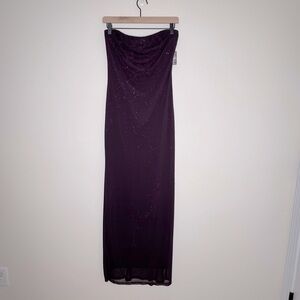 VTG Y2K Charlotte Russe Women's Plum Purple Maxi Dress prom Coquette dead stock